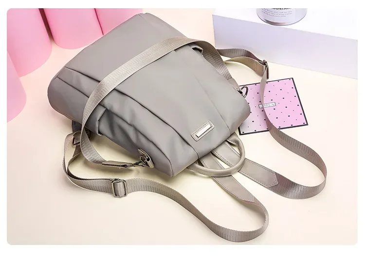 nouveauté vente chaude femmes kaki moyen sac à dos sac à main imperméable en nylon anti-vol sac à dos léger sac à bandoulière