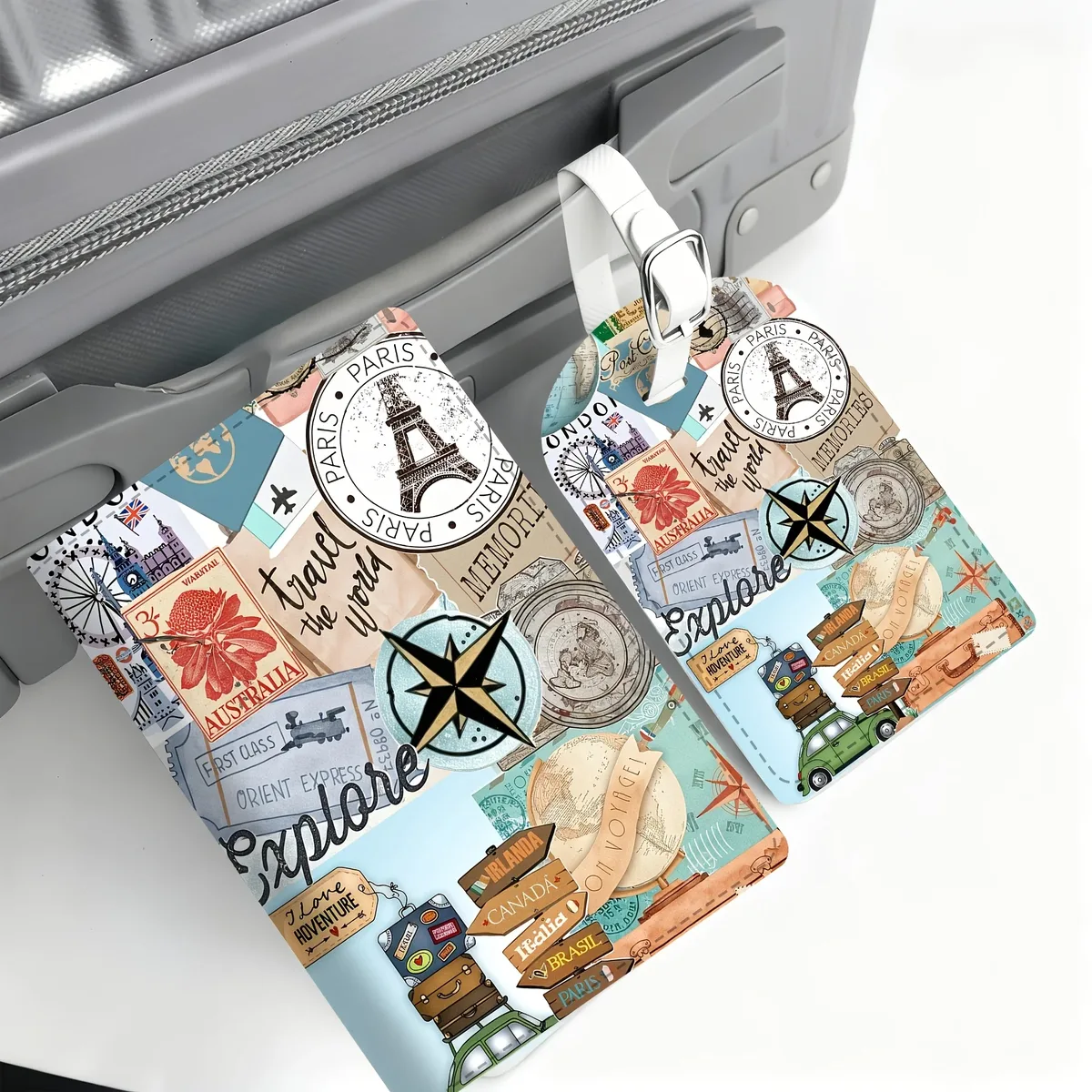 étiquettes de bagages en pu légères pour voyages, idéales pour les aéroports, les croisières, les voyages d'affaires – cadeau parfait pour les voyageurs fréquents et les vacances