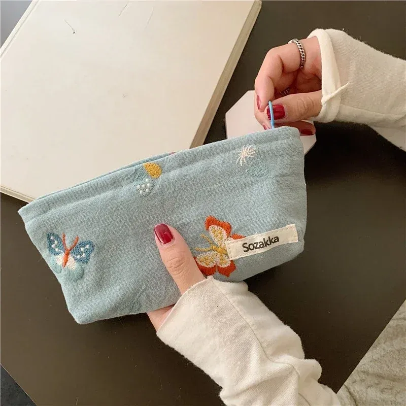 trousse de maquillage à motif floral pour femme, trousse de toilette cosmétique, trousse à fermeture éclair, trousse de voyage pour poudres lavantes, trousse de rangement de maquillage, nouveau