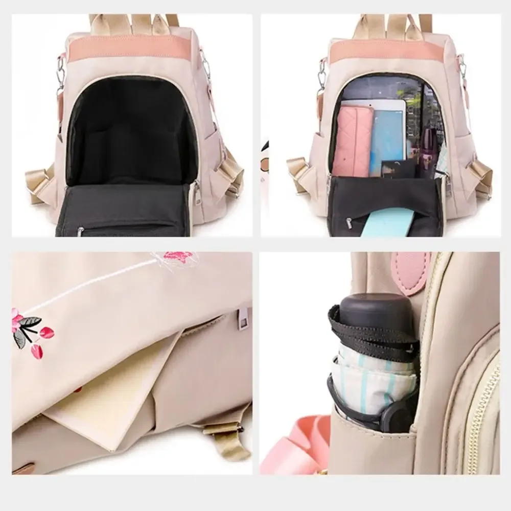 sac à dos oxford étanche pour femme, sac de broderie décontracté pour femme, grande capacité, sac à main de voyage, sacs à provisions, sac d'école, mode