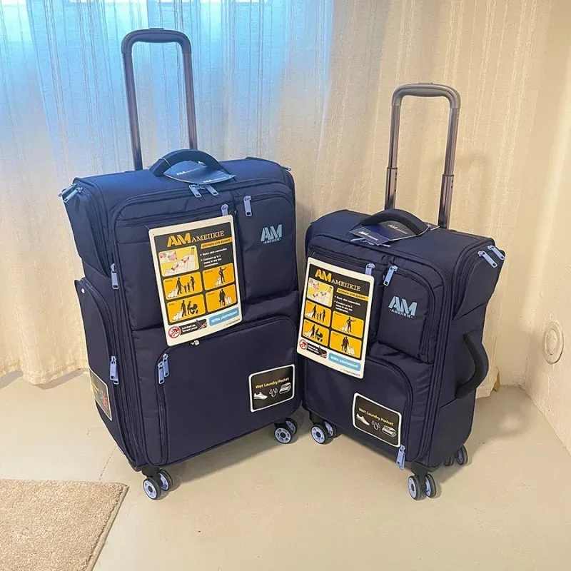 valise oxford cloth nightblue boites roues fixes tige traction multifonction business voyage grande capacité