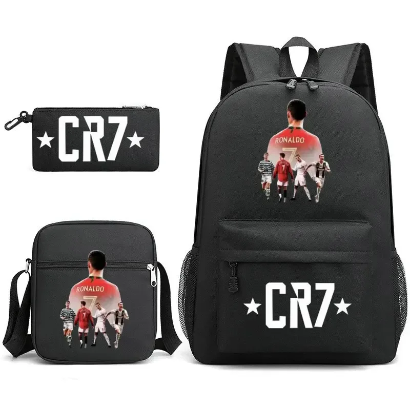 sacs d'école de cosplay football cr7, sac à dos pour ordinateur portable, pour adolescents garçons et filles, 3 pièces/ensemble