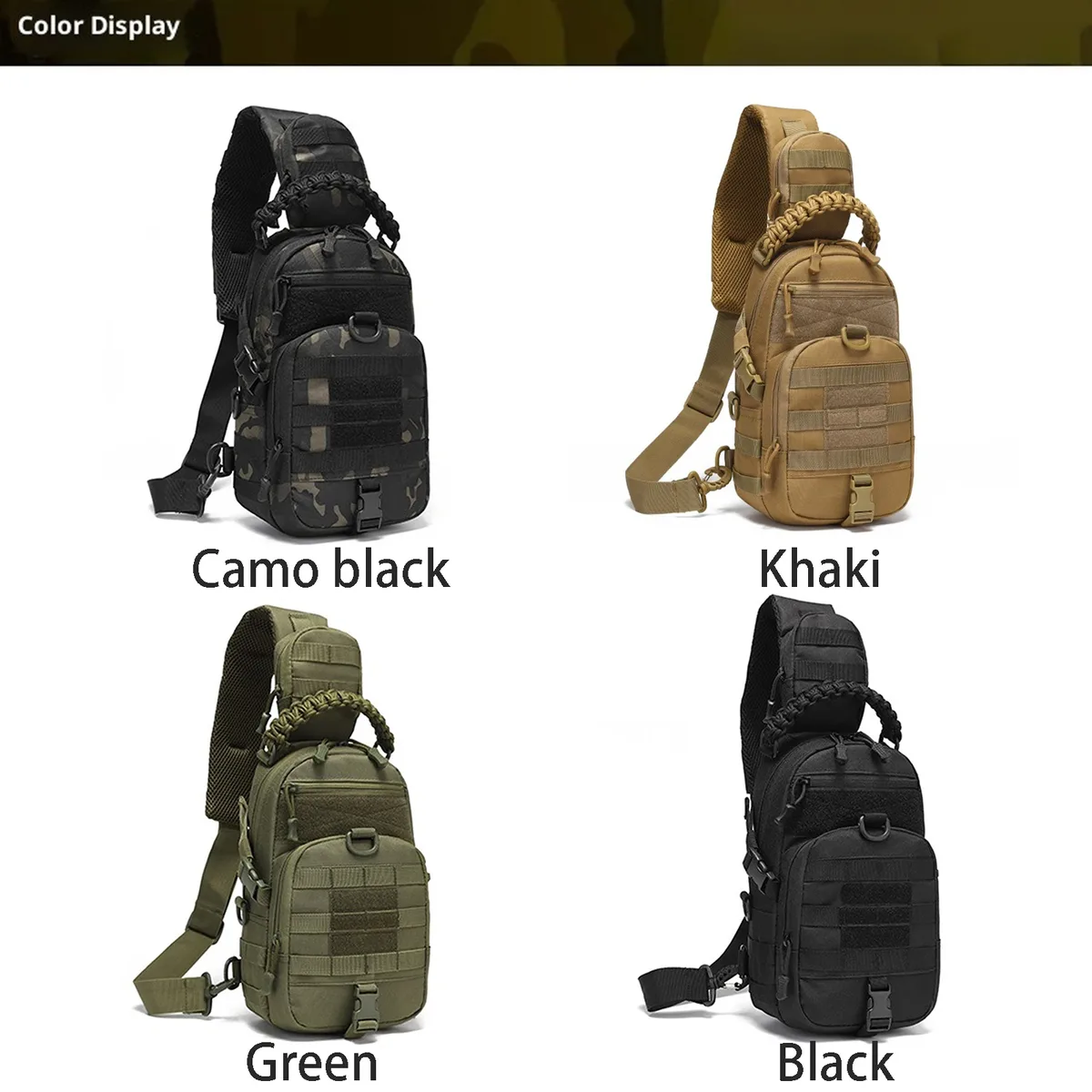 thuram – sac de poitrine de voyage, sac à bandoulière tactique pour hommes, sac à dos militaire en nylon, système molle