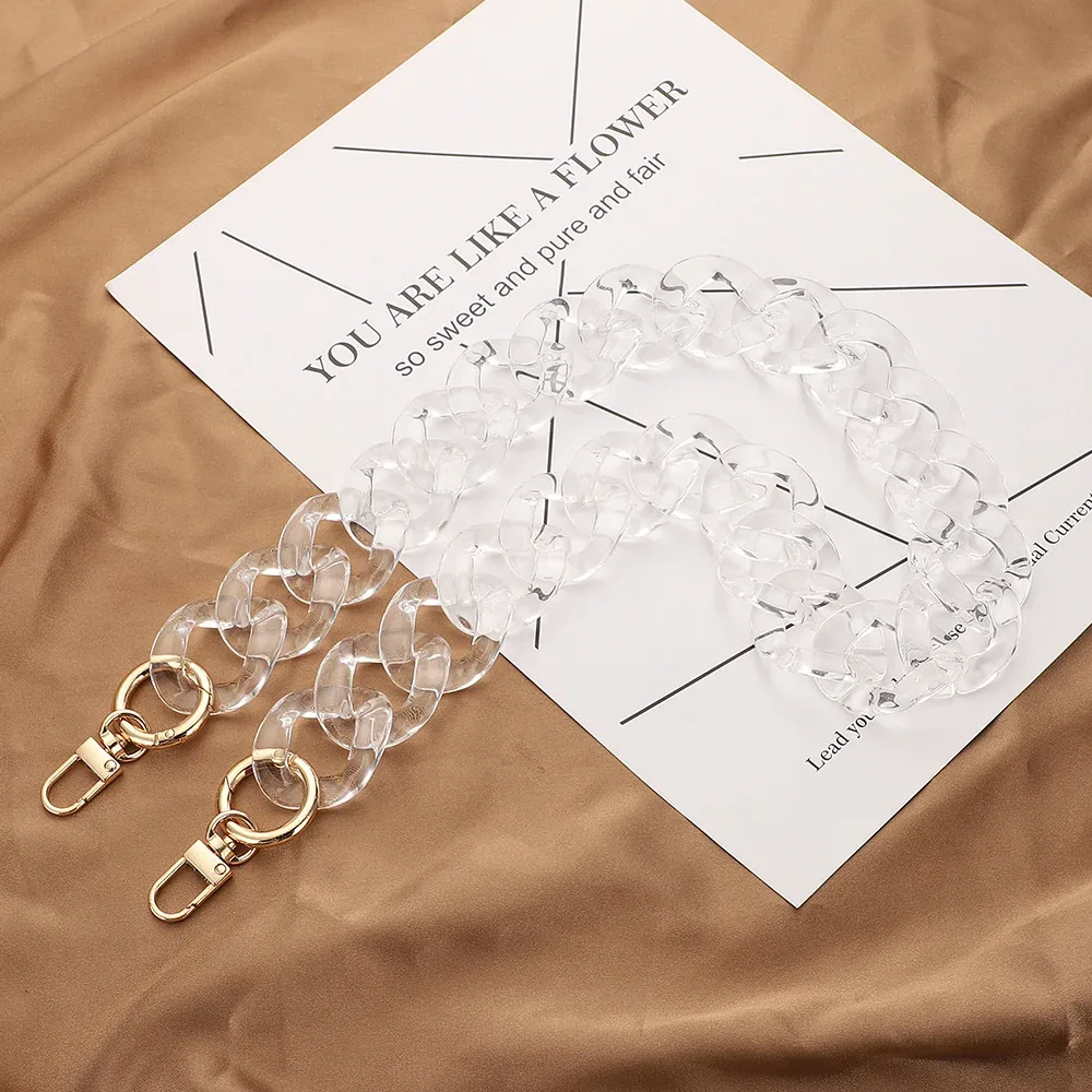chaîne silicone maillons entrelacés boucles dorées accessoire voyage sangle remplacement noir blanc marron rose pâle gris vert