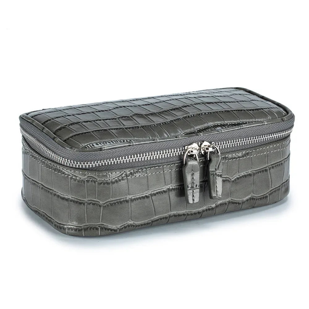 trousse à cosmétiques en cuir véritable à motif d'alligator, trousse de maquillage imperméable en cuir de vache, trousse de toilette de voyage pour dames