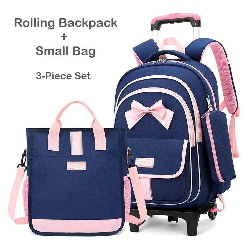 sac à dos à roulettes pour enfants, ensemble de 3 sacs d'école à roulettes pour garçons et filles, sac à dos de voyage avec sac à bandoulière
