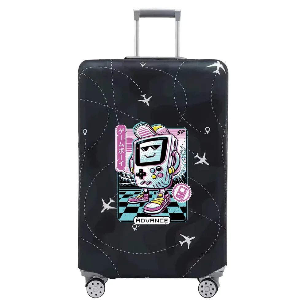 housse valise tissu extensible noire motif ramen bacon dessin animé voyage protection valise taille s m xl