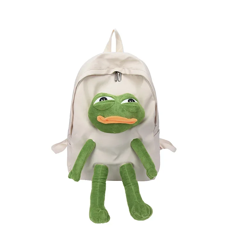 sac à dos léger de grande capacité avec adorable figurine de grenouille pour filles du primaire et du collège, en tissu oxford, décontracté, pour voyage, unisexe