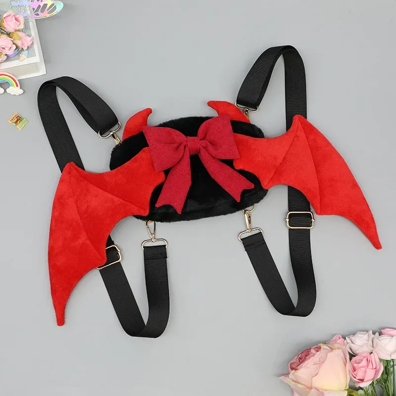 sac à dos en peluche avec ailes d'ange pour filles, sac de cosplay japonais y2k kawaii mignon lolita jk, uniforme, pour fête, cadeau d'anniversaire, sac à main scolaire