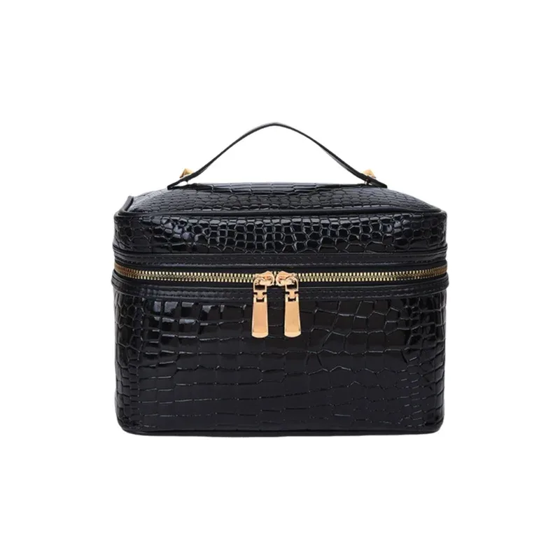 sac de maquillage à grande capacité à motif crocodile, sac de rangement cosmétique pour homme et femme, trousse de toilette, style nordique, matériau pu