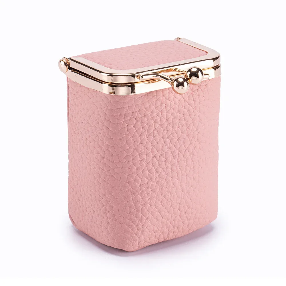 nouveaux portefeuilles en cuir véritable, porte-monnaie de marque kiss lock, petit sac d'argent en cuir de vache souple, pochette de maquillage mignonne, étui organisateur de rouge à lèvres