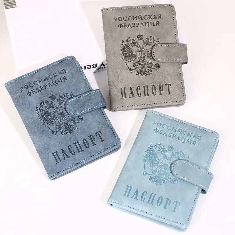 rfid russe pu porte-passeport portefeuille de voyage couverture de passeport étui de passeport porte-billet d'avion porte-carte d'identité accessoires de voyage
