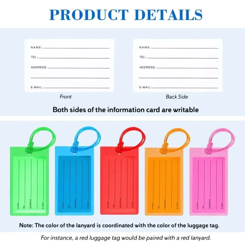 porte-étiquette de bagage coloré structurels ent en pvc, porte-carte d'embarquement, étiquette de voyage, couverture de carte d'avion, étiquettes volantes anti-perte
