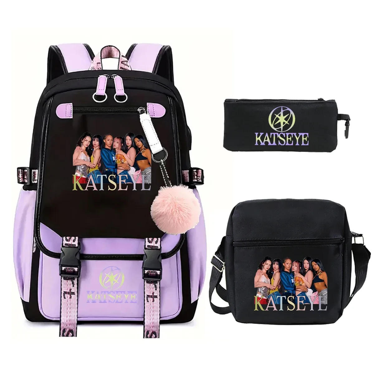 sac à dos katseye, ensemble de 3 pièces, sacs d'école pour étudiants, sac à dos de voyage pour adolescents, sac à dos de grande capacité pour femmes et hommes, sac à dos pour ordinateur portable