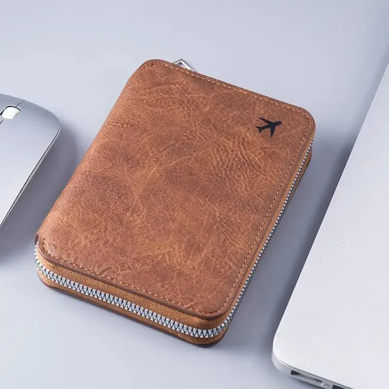 porte-passeport zippé portable, grande capacité, organisateur de cartes d'identité et de billets de voyage, porte-monnaie durable et portable pour les voyages de vacances