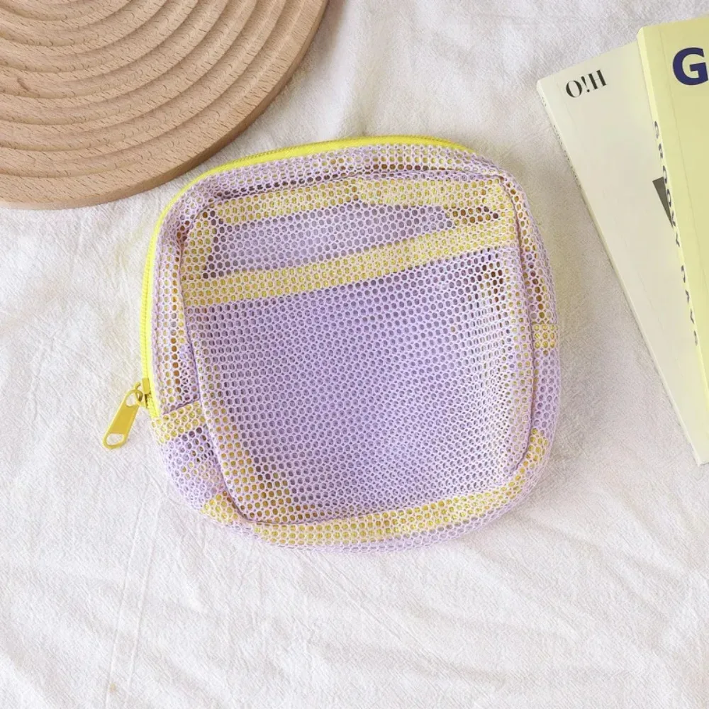 sac de rangement couleur dopamine tendance, grande capacité, sac cosmétique en maille couleur bonbon, trousse de toilette et de maquillage