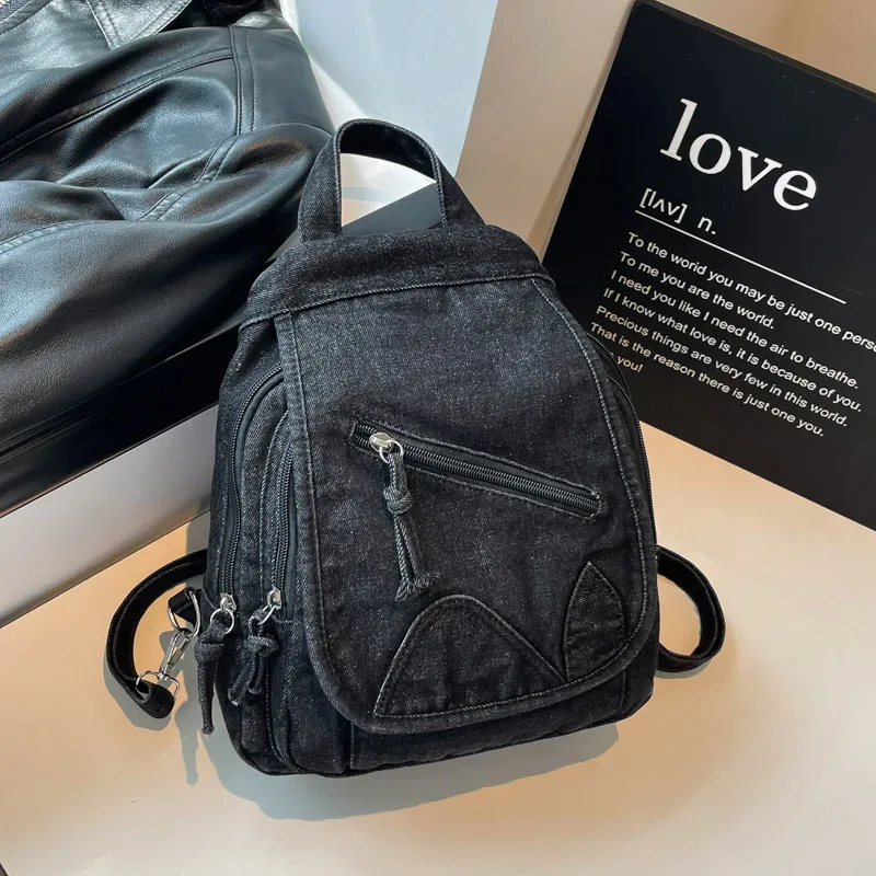 rétro grande capacité lavé denim simple sacs à dos femmes trajet fourre-tout sac 2025 femmes sac quotidien shopper sacs à main bolsa