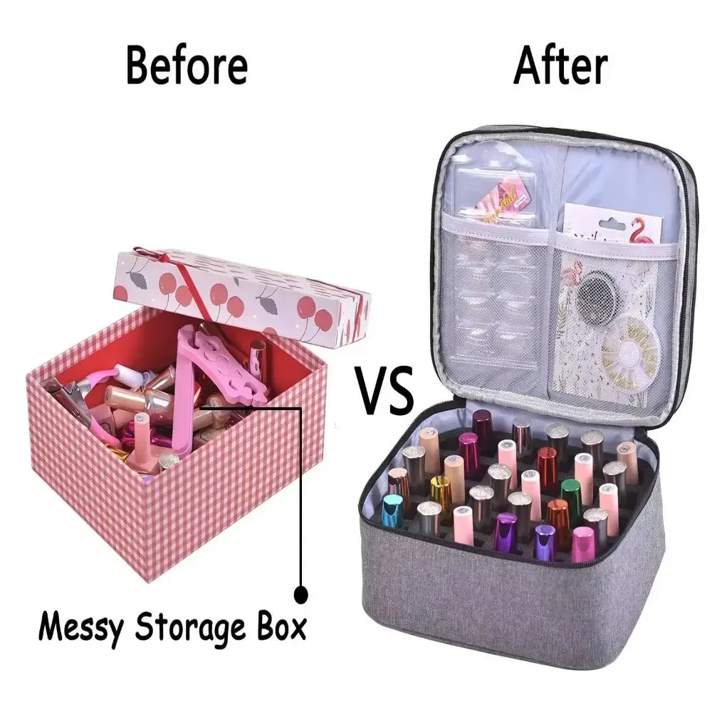 sac de rangement portable pour vernis à ongles, 30 compartiments, double couche, avec poignée, sac pour huiles essentielles