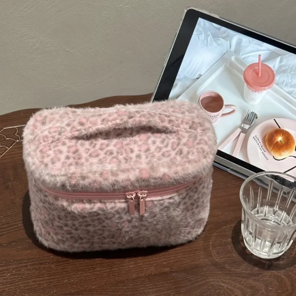 nouvelle trousse de maquillage portable avec fermeture éclair, étui de rangement multifonctionnel, sac à main léopard pour femmes et filles