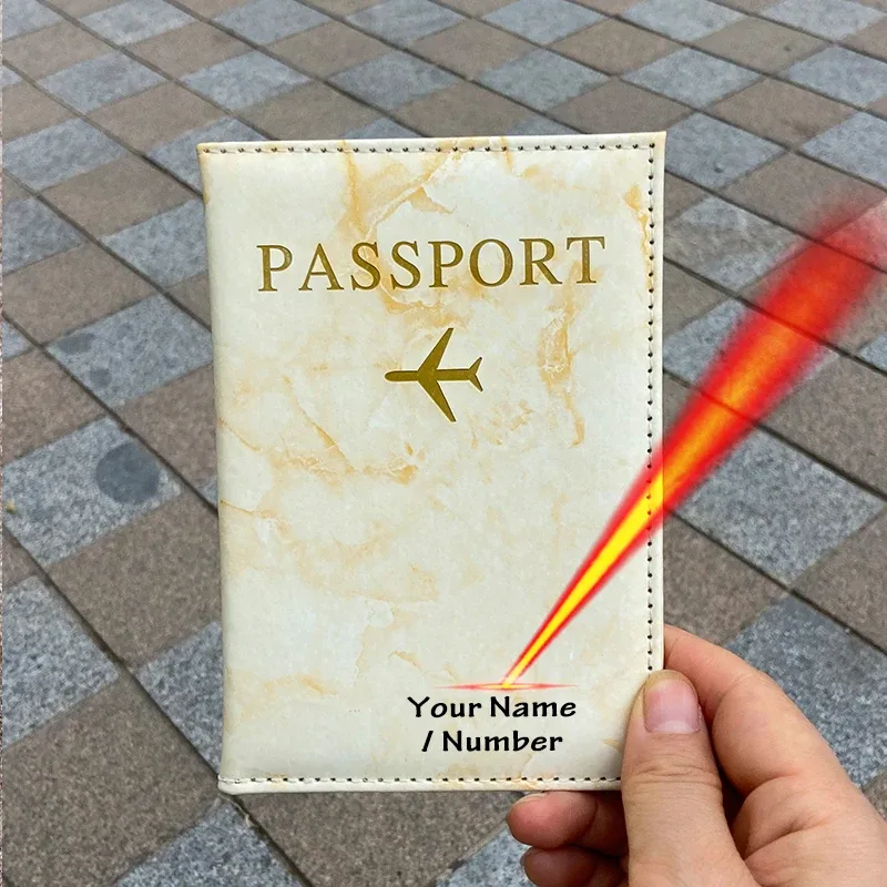gravure laser personnaliser nom porte-passeport portefeuille de voyage étui à patten en marbre pour passeports couverture de passeport avec noms personnels