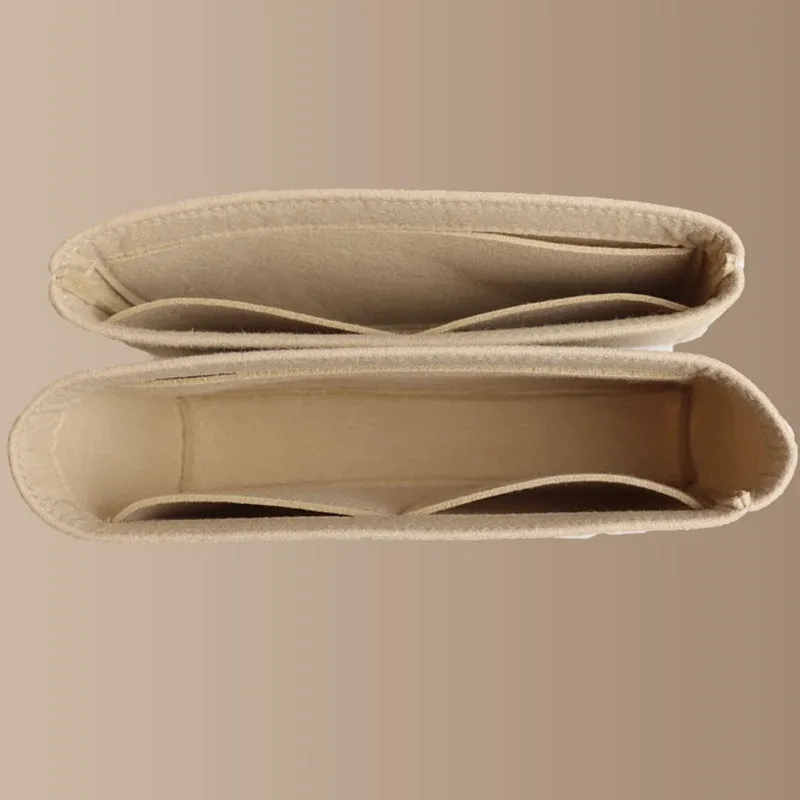 organisateur cosmétiques feutre marron clair voyage sac intérieur maquillage femmes pochette compression boîte transport