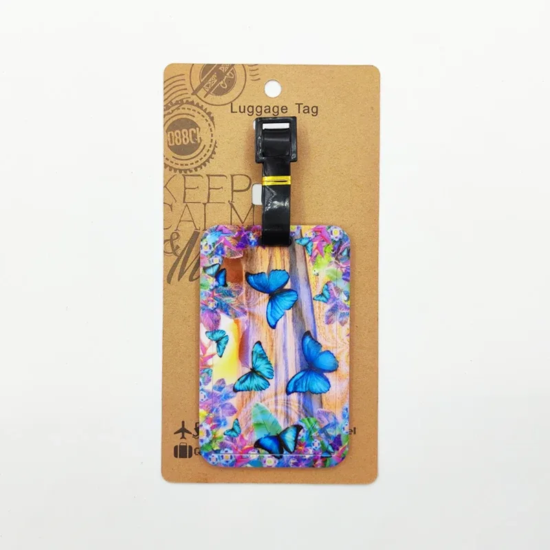 étiquette de bagage papillon pour femmes, étiquette de bagage de voyage pour filles, porte-adresse d'identification, bagages d'embarquement, billet de valise portable