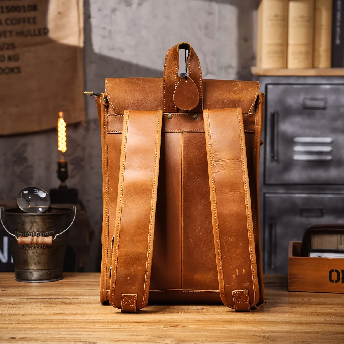 sac à dos vintage en cuir véritable pour homme, sac à bandoulière pour ordinateur portable en cuir pleine fleur fait main, sac en cuir crazy horse, mode pour homme