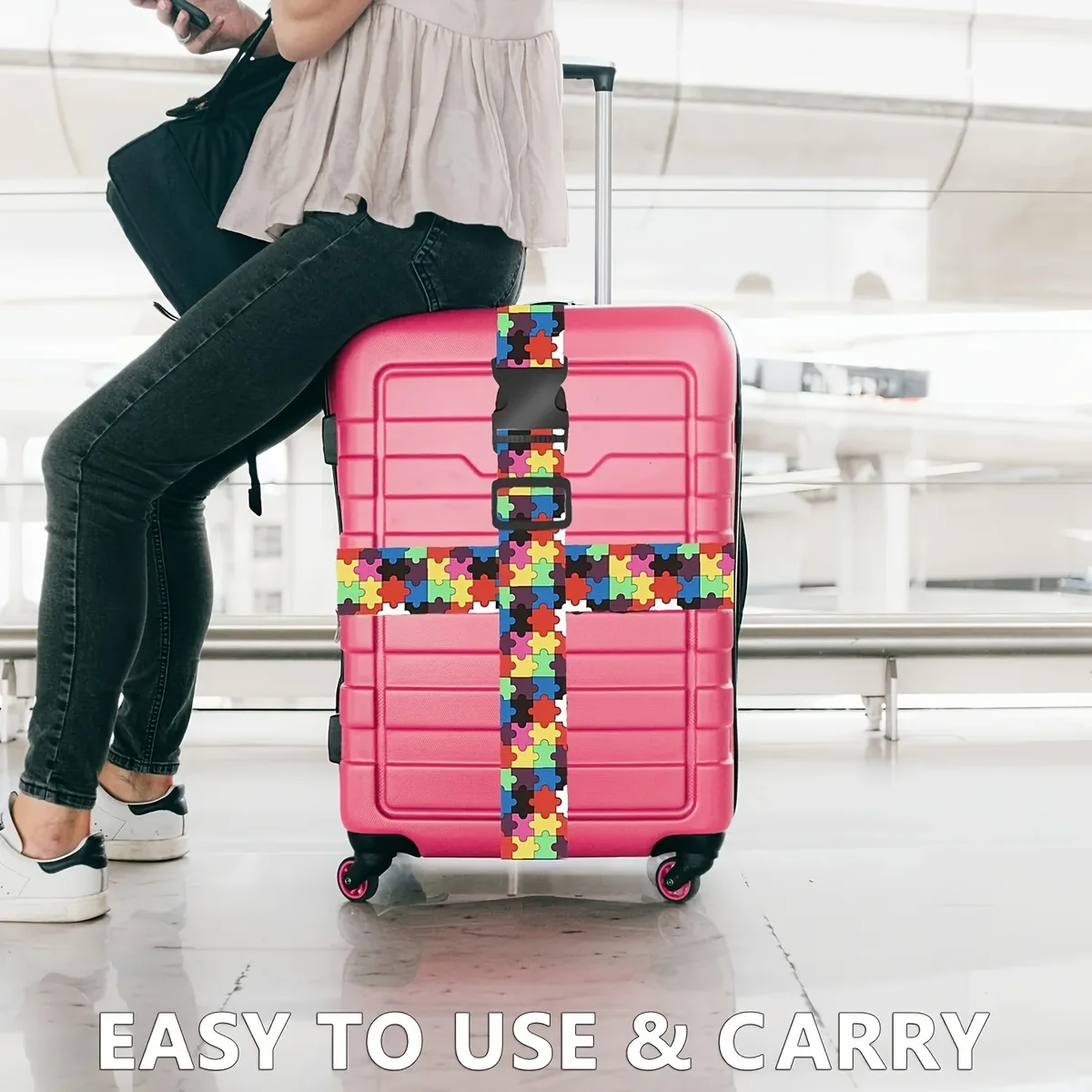 nouvelles sangles de bagage droites et colorées pour valise, ceinture de bagage en polyester avec boucle de déverrouillage réglable, accessoire de voyage