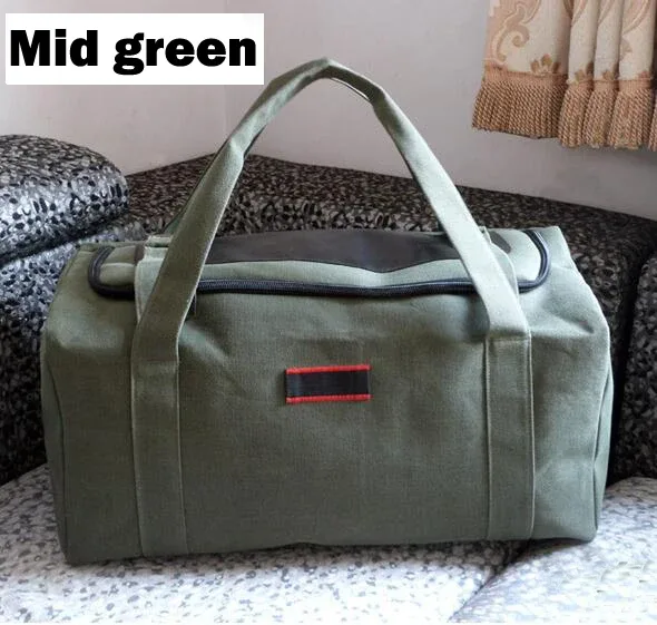 sac voyage toile vert accents noirs rouges polyvalent grande taille poignée sangle transport étanche