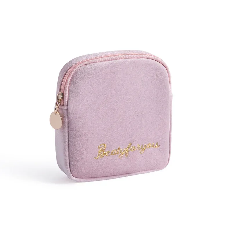 sac de rangement de maquillage en velours doux pour femme, trousse de toilette pour coussinets, trousse de maquillage de voyage gt, trousse de beauté pour évaluateurs