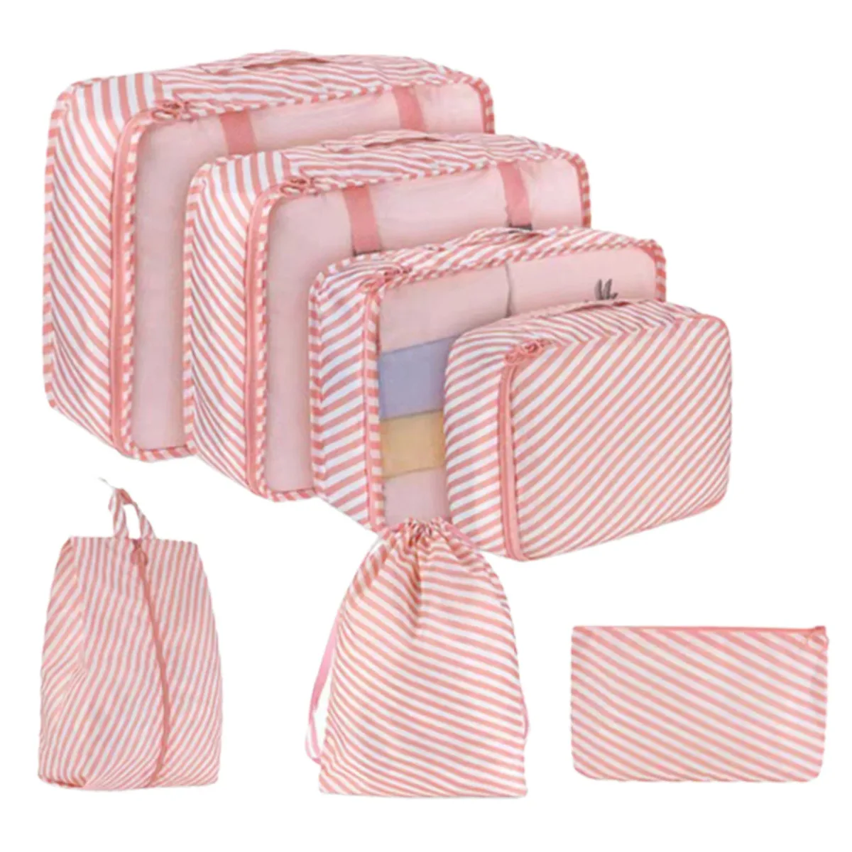 organisateur voyage polyester rouge noir beige vert rose gris rectangulaire ouverture zippée rangement vêtements accessoires