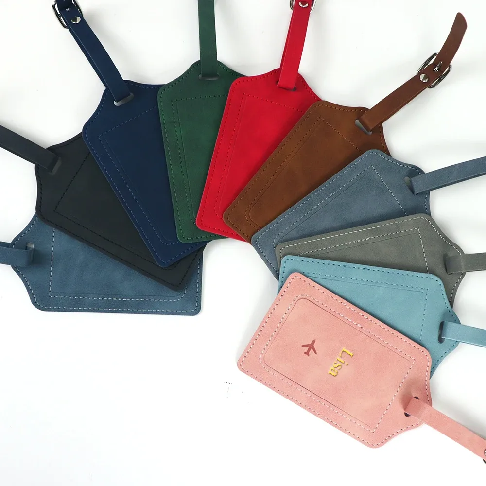 étiquette de bagage personnalisée en cuir pu avec nom, accessoire anti-perte pour voyage, carte d'embarquement en cuir