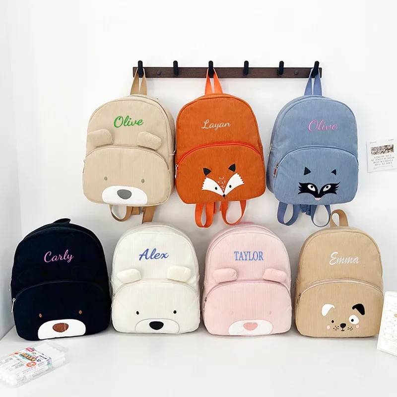 sac à dos en velours côtelé, disponible en plusieurs couleurs, double poche de rangement, bretelles réglables, adapté pour les trajets quotidiens, les vacances, les fêtes, les sorties, cadeau créatif.