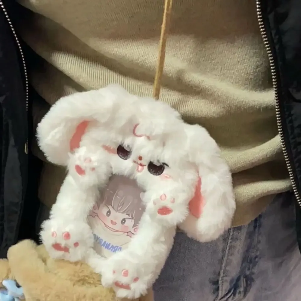 étui à cartes photo en peluche, mignon, dessin animé, lapin, chien, chat, porte-cartes, portable, ins, porte-cartes, étudiants, idole, photos, housse de protection
