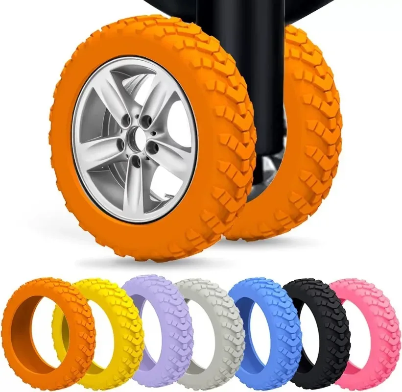 housse de protection en silicone colorée et texturée pour roues de bagages de voyage, réduit le bruit, accessoires de bagages