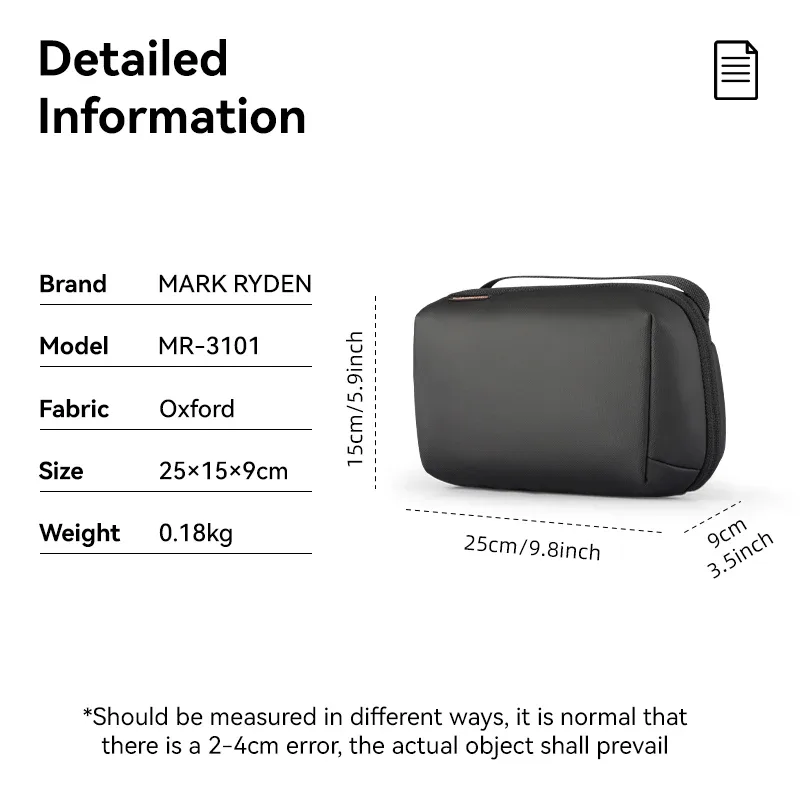 sac organisateur électronique mark ryden en oxford, pochette de rangement numérique 3c, étui portable pour câbles et chargeurs de voyage