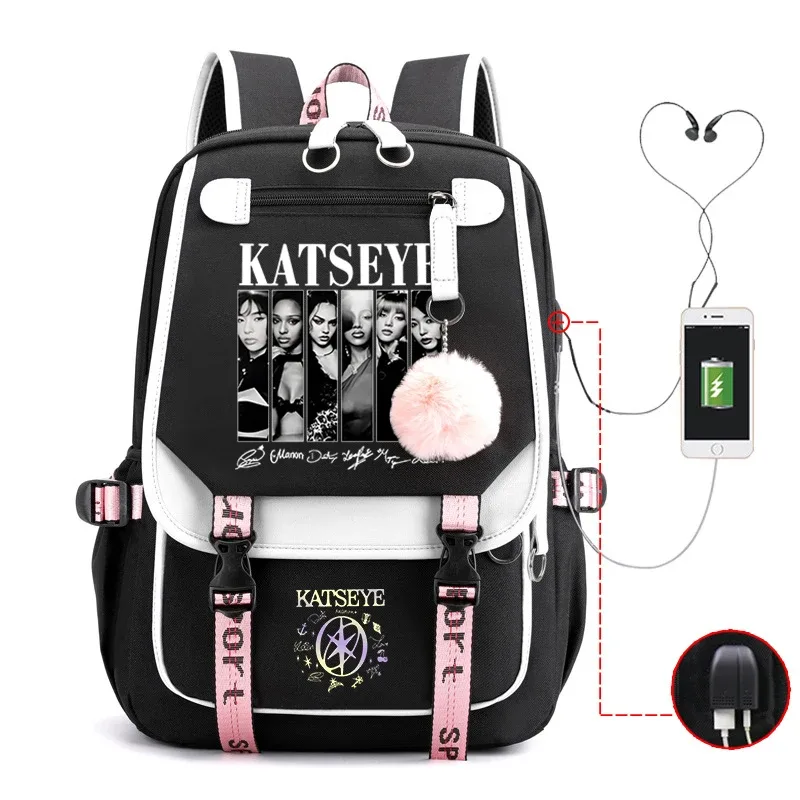 nouveau sac à dos kpop katseye multifonction pour femmes, hommes, filles, sac à dos de voyage quotidien, sac d'école pour adolescents, sac pour ordinateur portable