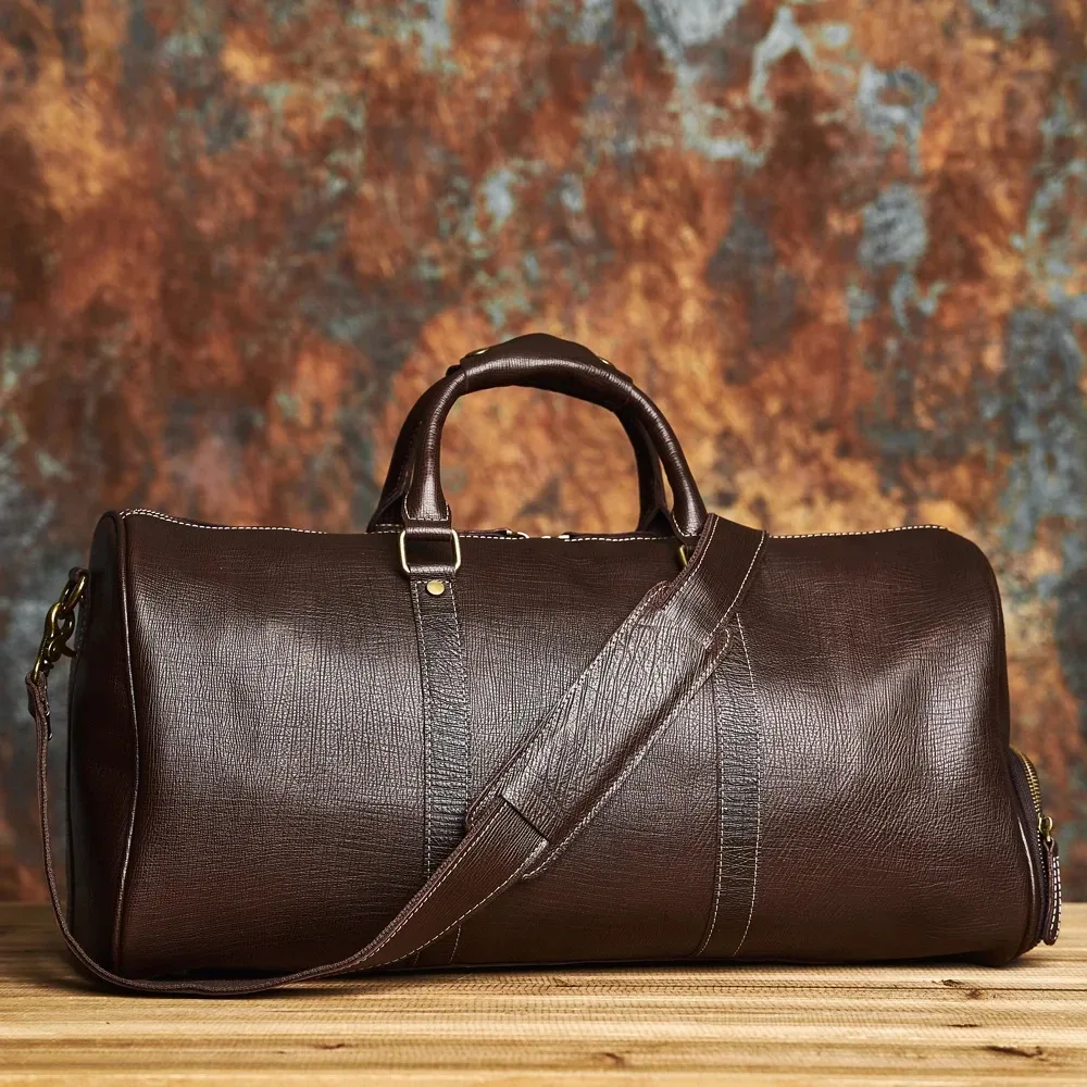 nasva-sac de voyage en cuir vintage pour homme, sac de week-end, sacs à main, sacs de messager, bagage avec compartiment à chaussures