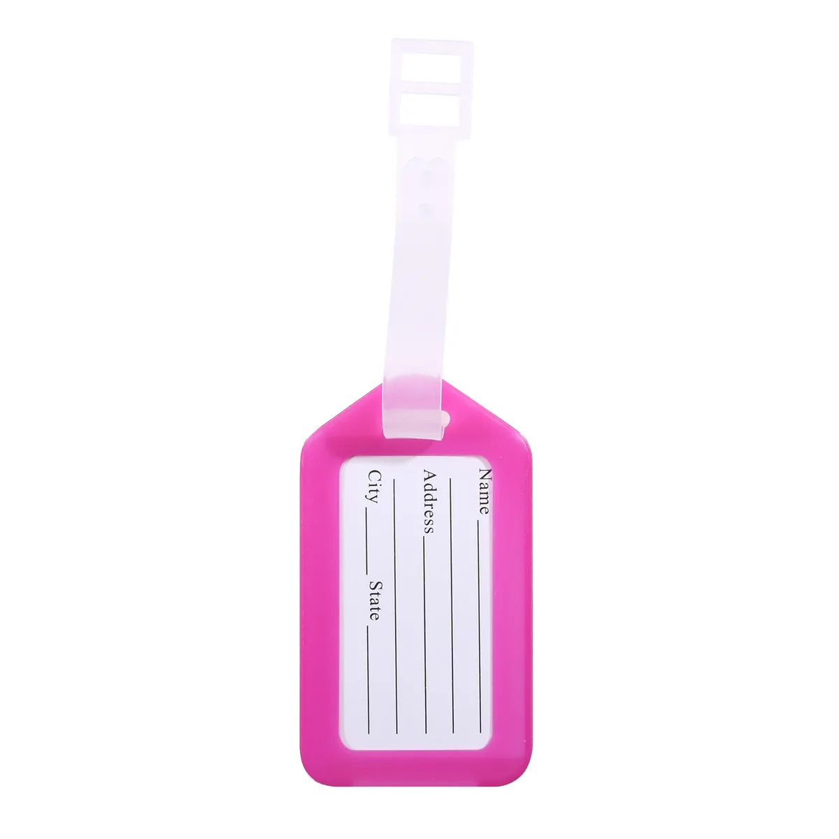 étiquette bagage plastique rectangulaire couleur vivante inscription nom adresse voyage lot dizaine pièces identification valise