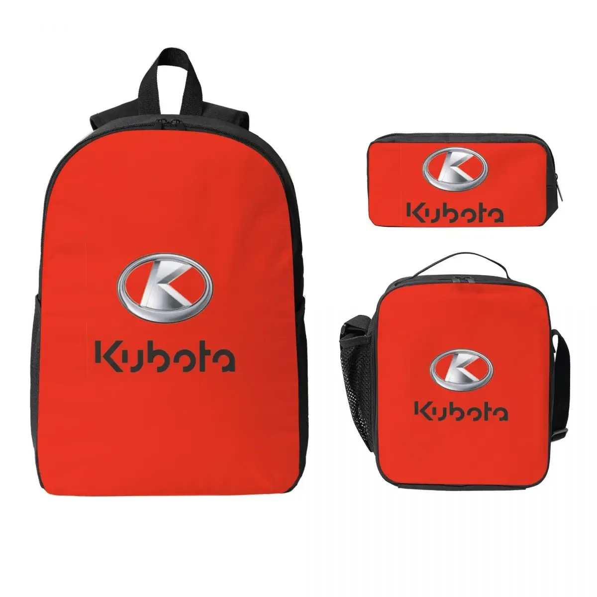kubota tracteur sac à dos étudiant garçons filles bookbag sac d'école ordinateur sacs à bandoulière 3ps sac à déjeuner isolé trousse à crayons