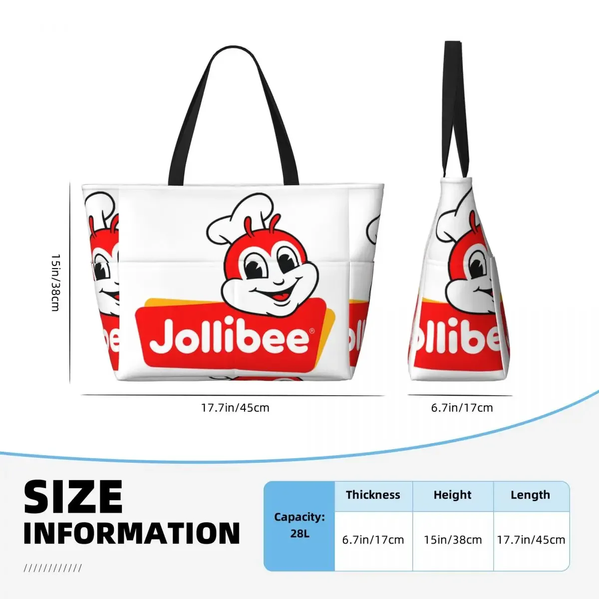 jollibee face beach tote bag sport gym yoga duffle grand sac fourre-tout pour femme sac de voyage sac de fitness