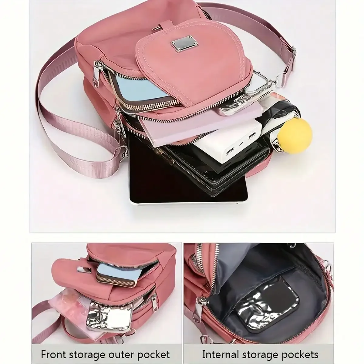 1pc coeur amour imprimé sac à bandoulière femmes décontracté mini sac à bandoulière réglable bonne capacité petit sac à main filles sac à bandoulière