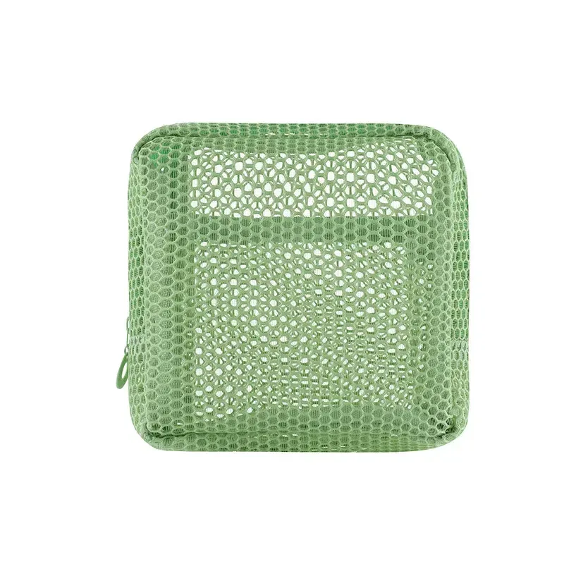 petit sac de maquillage en maille pour femmes, pochette carrée transparente et légère, organisateur de cosmétiques de voyage pour rouge à lèvres et étui à coussin