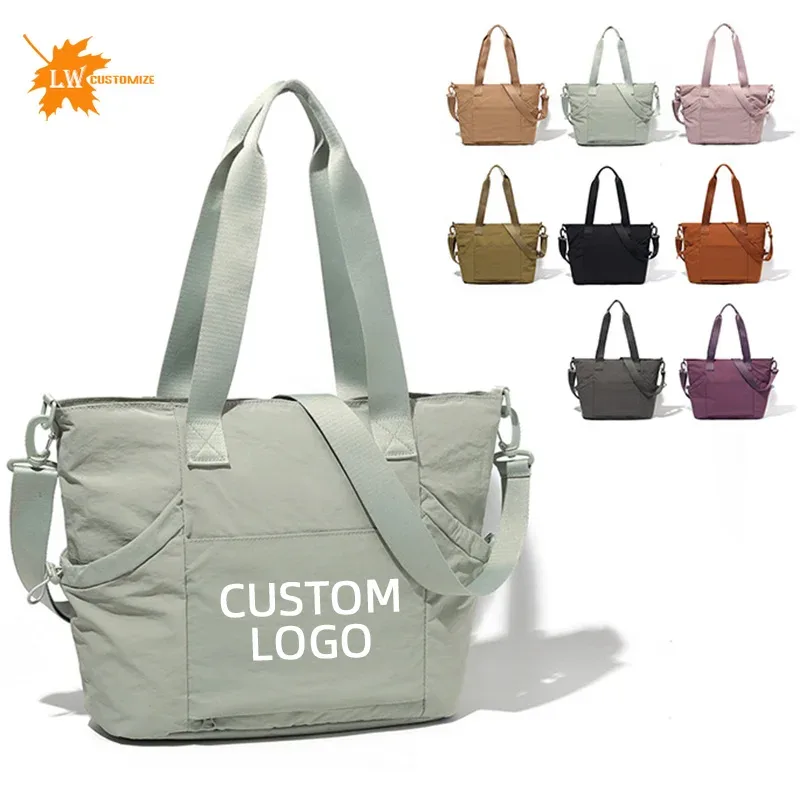 sac fourre-tout personnalisé imprimé image nom sac minimaliste femme grande capacité couleur unie sac fourre-tout en nylon en gros
