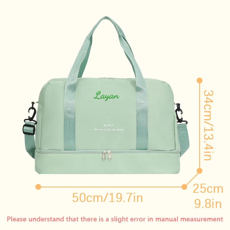 sac voyage polyester gris rose motif brodé poignée bandoulière amovible décontracté grande capacité taille multiple usage voyage