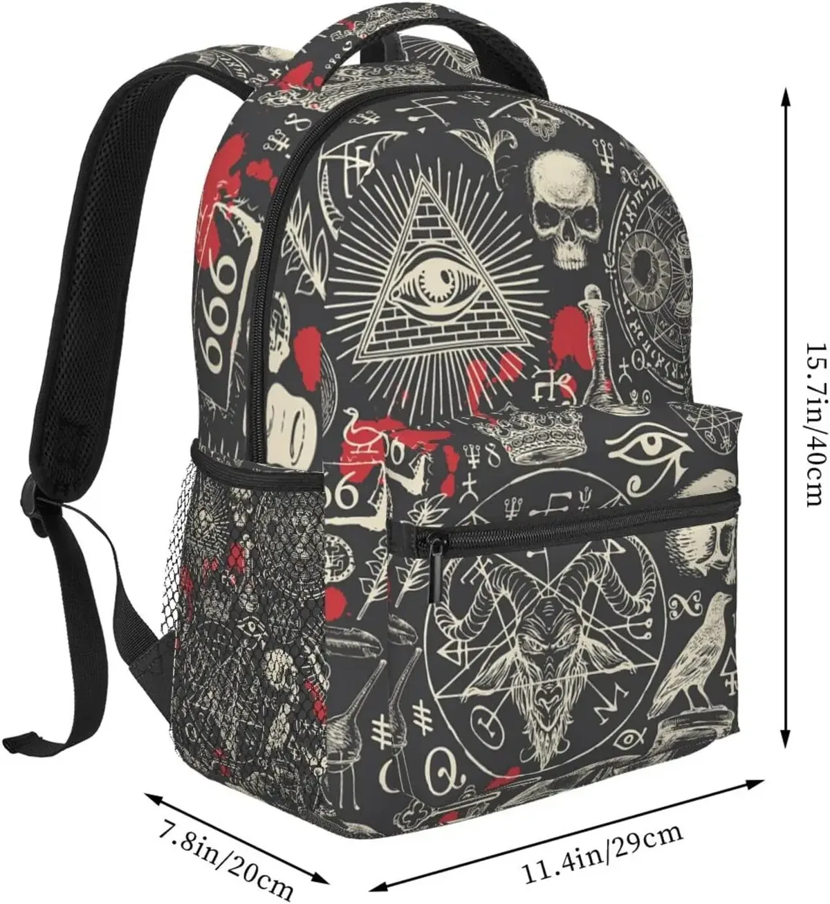 sang satanique de sorcellerie de style rétro, sac à dos décontracté, sac à main, sacs à dos pour ordinateur portable, poches, affaires, voyage