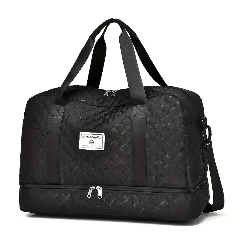 sac de sport de luxe, sac à main de grande capacité, initié et sac fourre-tout à bandoulière avec séparation de support sec, poches latérales pour touristes, voyage, salle de sport