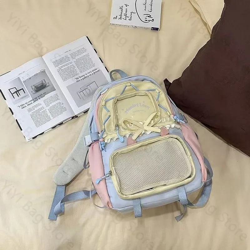 sac à dos ita bag kawaii, sac à bandoulière, ensemble de deux pièces, sac à dos scolaire pour badges et épingles d'anime, sacs à dos transparents pour étudiants