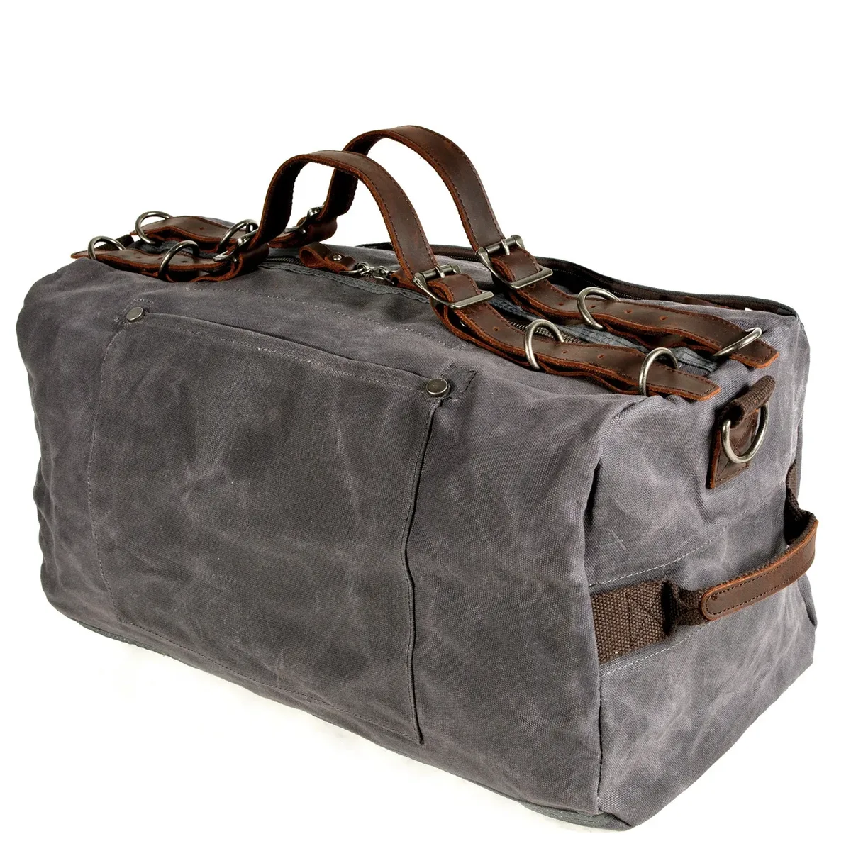 sac de voyage de style militaire, en toile épaisse cirée, sac de sport de grande capacité, sac de voyage rétro pour activités de plein air.