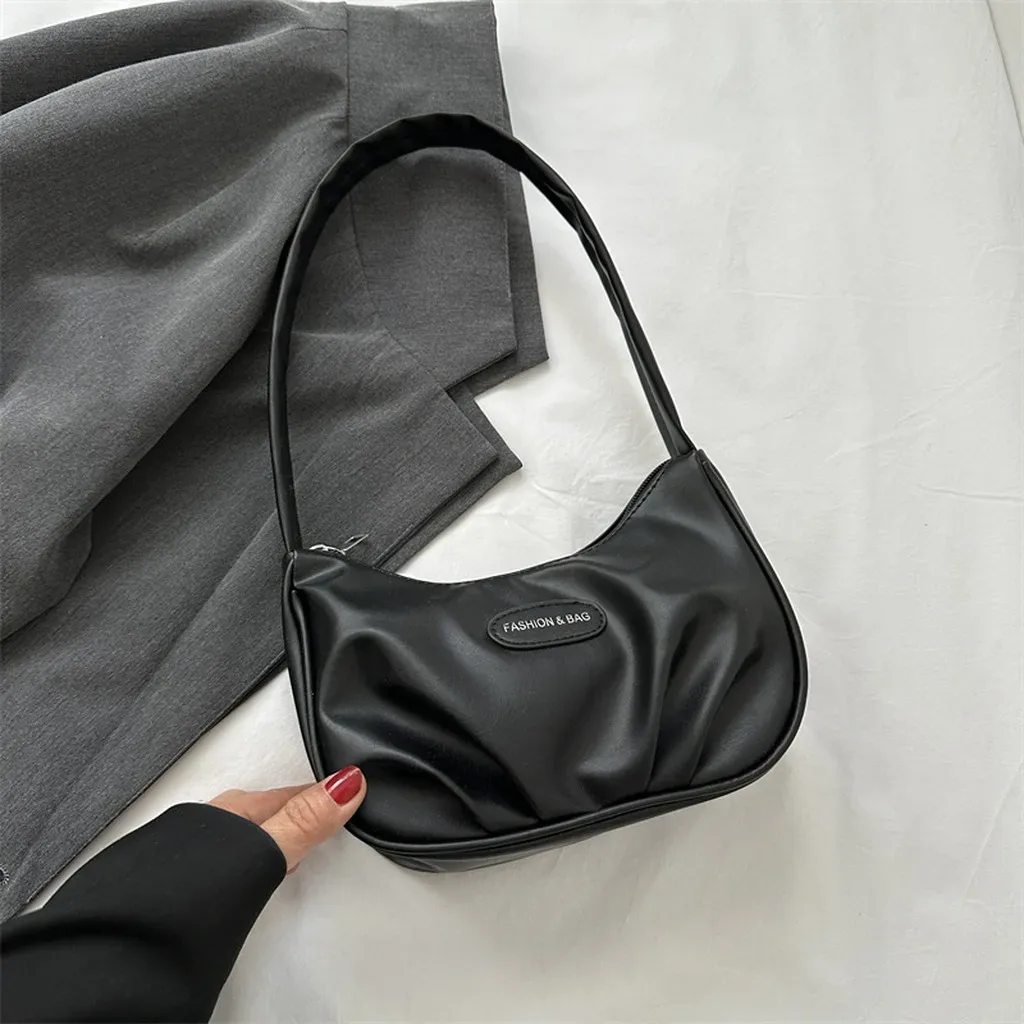 sac fourre-tout en cuir pu, sac à bandoulière croissant de niche, sac à bandoulière pour femme, style urbain pour les sorties, les rendez-vous et le trajet quotidien